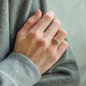 Netradiční zásnubní prsten s baguette mechovým achátem a diamanty MILA