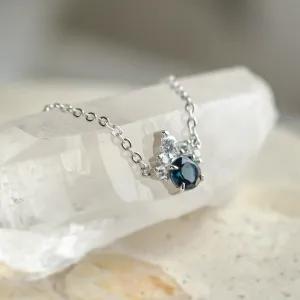 Gold necklace with london blue topaz and diamonds LAM Thumbnail
