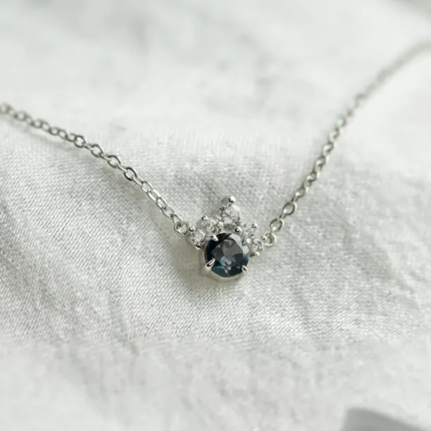 Gold necklace with london blue topaz and diamonds LAM Image