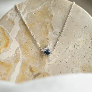 Gold necklace with london blue topaz and diamonds LAM Thumbnail
