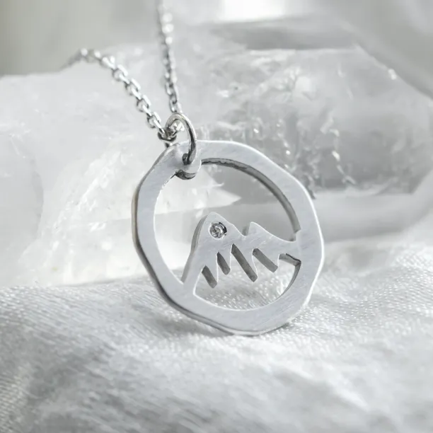 Matte gold necklace with mountain motive LIVIGNO Image