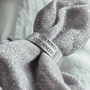 Engraved wedding rings with Roman numerals NADIA Thumbnail