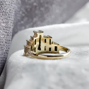 Avant-garde ring with moissanites and sapphires in baguette shape BETH Thumbnail