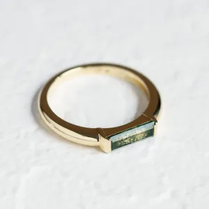 Gold ring with baguette moss agate CATHIA Thumbnail