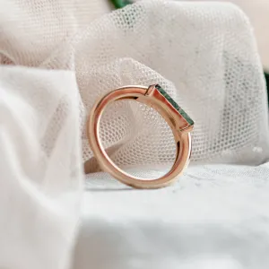 Gold ring with baguette moss agate CATHIA Thumbnail
