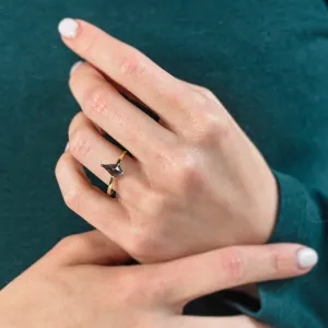 Gold ring with London blue topaz in kite shape KINGSTONE Thumbnail