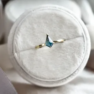 Gold ring with London blue topaz in kite shape KINGSTONE Thumbnail