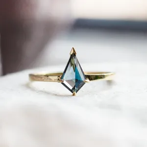 Gold ring with London blue topaz in kite shape KINGSTONE Thumbnail