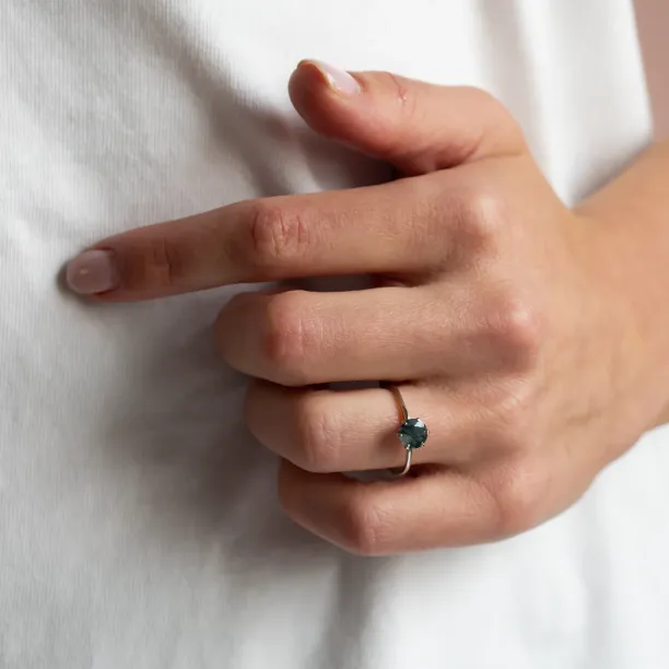 Unusual engagement ring with moss agate and organic bezel AVERIL Image