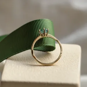 Unusual engagement ring with moss agate and organic bezel AVERIL Thumbnail