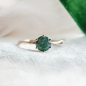 Unusual engagement ring with moss agate and organic bezel AVERIL Thumbnail