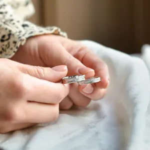 Unusual wedding rings with natural surface ARETA Thumbnail