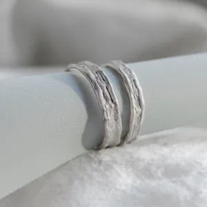 Unusual wedding rings with natural surface ARETA Thumbnail