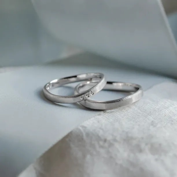 Elegant wedding rings with matte surface and diamonds MATTY Image