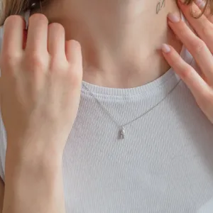 HOLLY necklace with marquise and baguette moissanites worn on the neck
