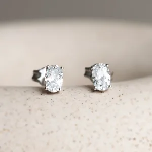 CAROLYNE gold minimalist earrings with oval moissanites