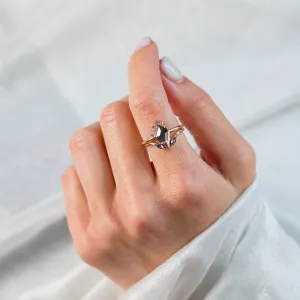 ADIRA engagement ring with salt and pepper kite-shaped diamond worn on a hand