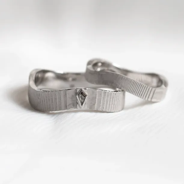 Original wedding rings with salt and pepper diamond CHARLES Image
