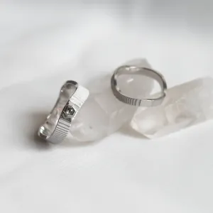 JACKLYN wedding ring pair with one salt and pepper diamond ring