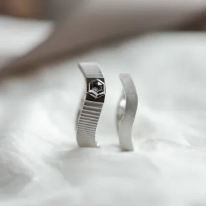 Men's gold ring with salt and pepper diamond JACK Thumbnail