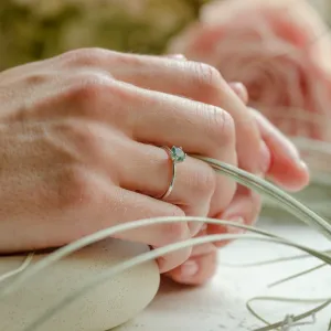 Minimalist engagement ring with moss agate MAGGIE Thumbnail