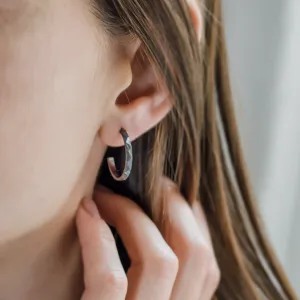 Black hoop earrings LIV  Thumbnail