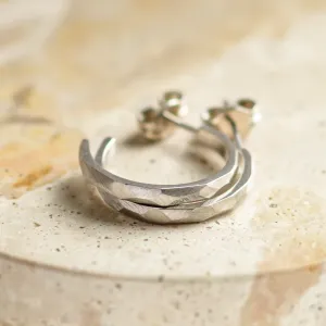 Gold circle earrings with hammered surface ISLA Thumbnail