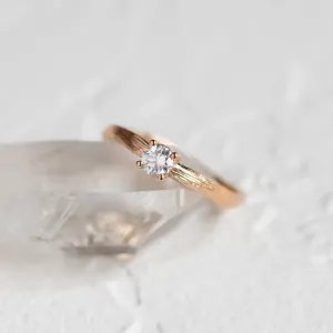 Atypical engagement ring with diamond and tree bark surface RIA Thumbnail