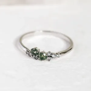 Cluster ring with moss agates and salt and pepper diamonds EVE Thumbnail