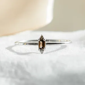 Minimalistický zlatý prsten s hnědým diamantem KRISTEN