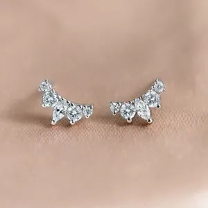 JESS gold crawler earrings with moissanites, shown as a pair