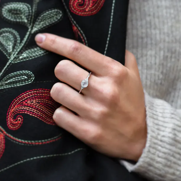 Gold engagement ring with moonstone and diamonds ELLIE Image