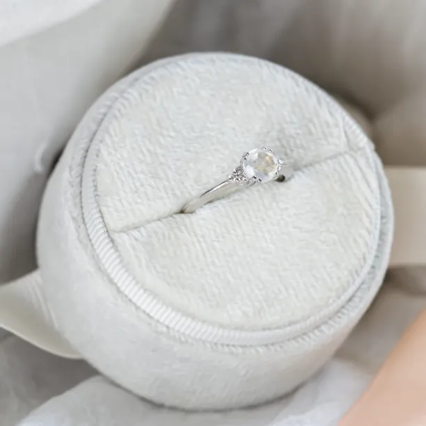 Gold engagement ring with moonstone and diamonds ELLIE Image