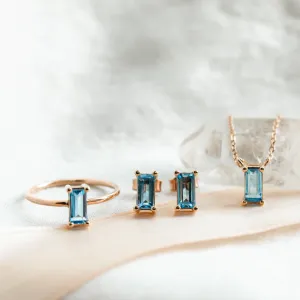 Gold earrings with Swiss blue topaz THUN Thumbnail
