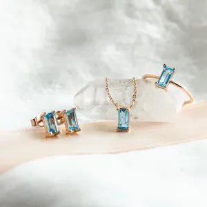 Gold earrings with Swiss blue topaz THUN Thumbnail