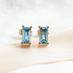 Gold earrings with Swiss blue topaz THUN Thumbnail