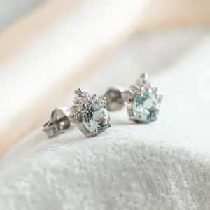 Gold earrings with aquamarines and diamonds DARIA Thumbnail