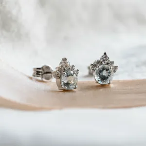 Gold earrings with aquamarines and diamonds DARIA Thumbnail