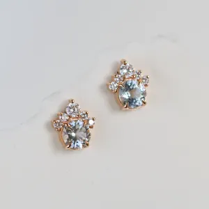 Gold earrings with aquamarines and diamonds DARIA Thumbnail