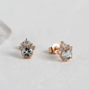 Gold earrings with aquamarines and diamonds DARIA Thumbnail