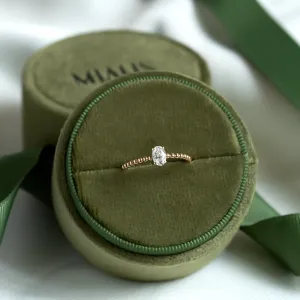 Minimalist beaded ball ring with diamond CARLA Thumbnail
