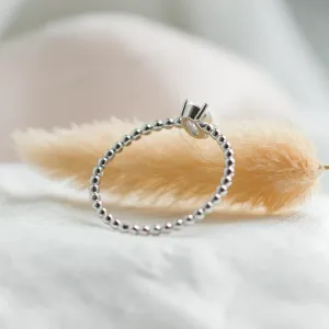 Minimalist beaded ball ring with diamond CARLA Thumbnail
