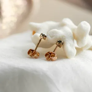 DUNCAN gold stud earrings with black diamonds, shown from the back