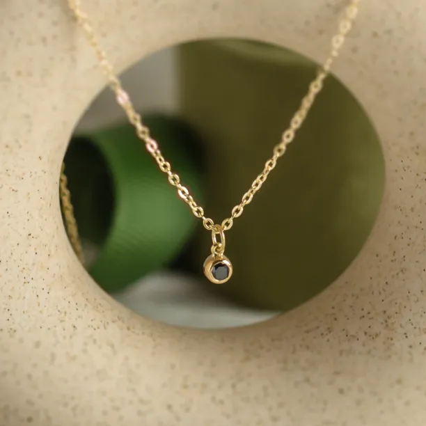 BLAKELEY gold bezel necklace with a black diamond pendant