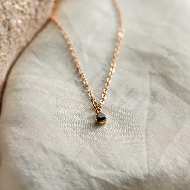 Minimalist necklace with black diamond CALIBAN Image
