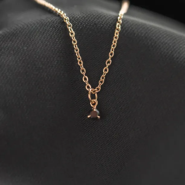 Minimalist necklace with black diamond CALIBAN Image