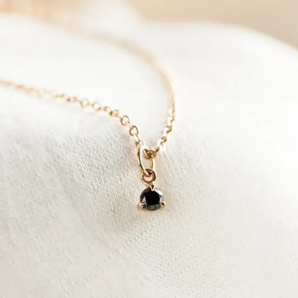 Minimalist necklace with black diamond CALIBAN Image