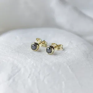 Golden earrings with black diamonds AMAYA Thumbnail