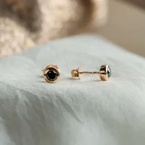 Golden earrings with black diamonds AMAYA Thumbnail