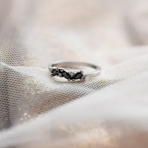 Gold ring with marquise black and classic diamonds VALLO Thumbnail